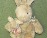 16&quot; VINTAGE BUNNY with BABY Mervyn&#39;s Plush Rabbit Tan Cream Floral Ribbo... - $16.20