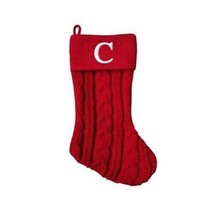 Holiday Time Monogram Letter C Initial Red Knit Christmas Stocking Embro... - £19.97 GBP