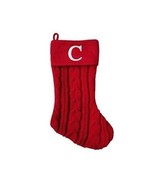 Holiday Time Monogram Letter C Initial Red Knit Christmas Stocking Embro... - £19.69 GBP