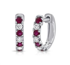 Diana M Jewels 0.14Ct Diamond And 8 Rubbies Huggie Earrings Size One Size - $6,034.37 MXN