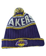 Lakers NBA Purple Pom Beanie Basketball Knit Hat Cap Los Angeles Gold Wi... - $24.75