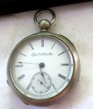 Elgin Pocket Watch key wind Model #1 Grade 97 18size 7 jewel 1893 Silveroid Case - $121.33