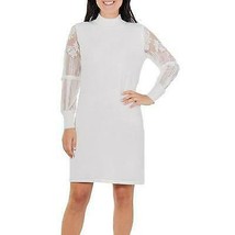 NY Collection Womens Mock Neck Lace Sleeve Sweater Dress, Size Small - £24.84 GBP