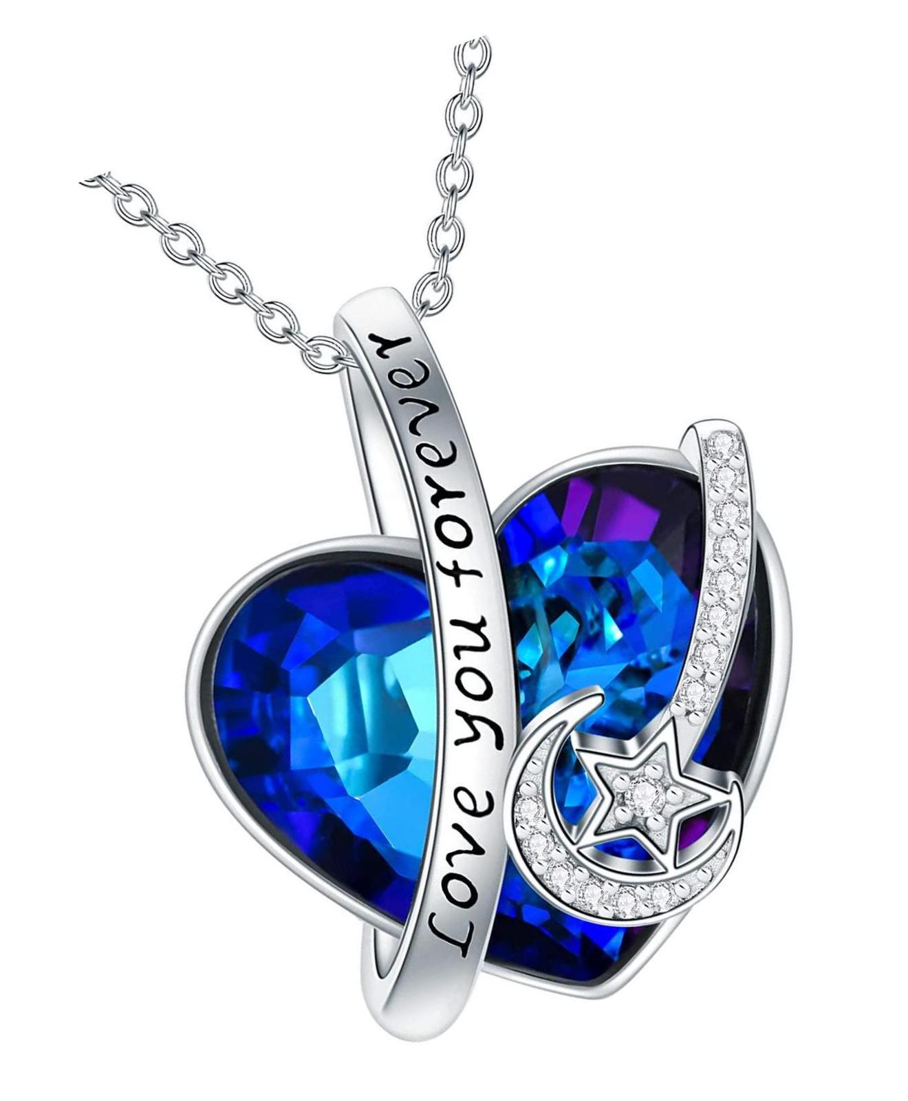 Moon Sun Star Necklace 925 Sterling Silver Blue Moon - Necklaces & Pendants