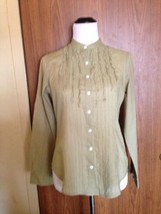 Women&#39;s BODEN Pea Green 100% Cotton Button Down Shirt SZ US 12 - £31.65 GBP