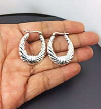 Puffy Textured Cut Hoop Earrings925 Sterling Silver, Handmade Women Earrings   - £50.35 GBP+