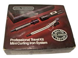 Vintage Vidal Sassoon Professional Mini Curling Iron Brush Set Travel Kit VS-123 - £15.58 GBP