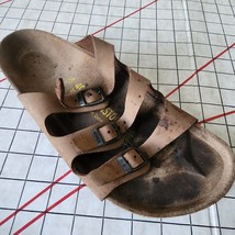 Birkenstock Florida Size 40 Light Brown Three Strap Soft Leather Sandals - £43.38 GBP