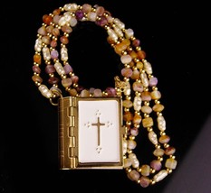 Vintage Religious necklace  - napier roarsy style chain - miniature bibl... - $125.00
