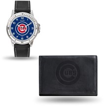 Chicago Cubs Watch and Wallet Gift Set - MLB Brown Leather Stainless Steel - £36.16 GBP