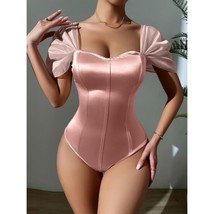 Princess Aurora Pink Satin Body Suit with Ruffle Puffy Sleeves Size S - $30.00