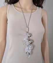 Large Silver Beaded Cascade Necklace | Dramatic Waterfall Statement Piece - $33.85
