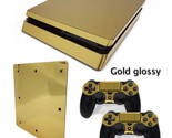 For PS4 Slim Console &amp; 2 Controllers Gold Glossy Decal Vinyl Art Skin Wrap  - £11.38 GBP