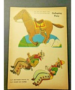 Vintage 40&#39;s Paper Doll Uncut Galloping Pony Cowboy Cowgirl Cardboard NO... - £21.34 GBP