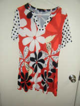 Lily by FIRMIANA MED SHORT SLEEVE FLORAL &amp; POLKADOTS Stretch Tunic 8268 - $17.99