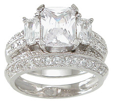 2.0 CT Emerald Cut Wedding Band Engagement Ring Set Bridal Silver Size 5-9 - $78.88 CAD