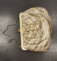 Vintage Gold and Silver Evening Frame Handbag Rhinestone Clasp - $14.99