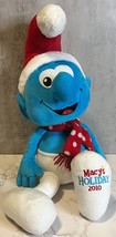 Peyo Macys 2010 Holiday Smurf 20” Plush Santa Hat Christmas Stuffed Animal Toy - £11.06 GBP