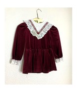 Pretty As A Picture Girls Size 6 Velvet Smocked Dress Lace Tapestry Vint... - £19.46 GBP