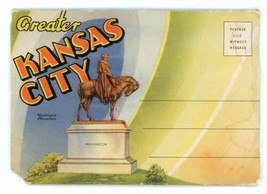 Greater Kansas City Washington Monument Booklet Fold-Out Linen Postcard - £11.87 GBP