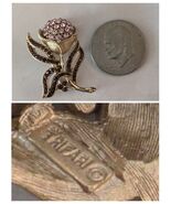 Vintage Trifari Alfred Philippe Pink Stone Gold Tone Hydrangea Flower Pi... - $10,195.72 MXN