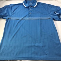 Mens Grand Slam Golf Shirt Blue Black White Stripes Active Performance Top Sz L - £14.95 GBP