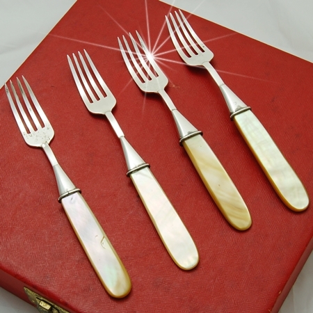 CARTIER 4 FORKS SET - STERLING SILVER 925 AND MOTHER OF PEARL - VINTAGE - $500.00