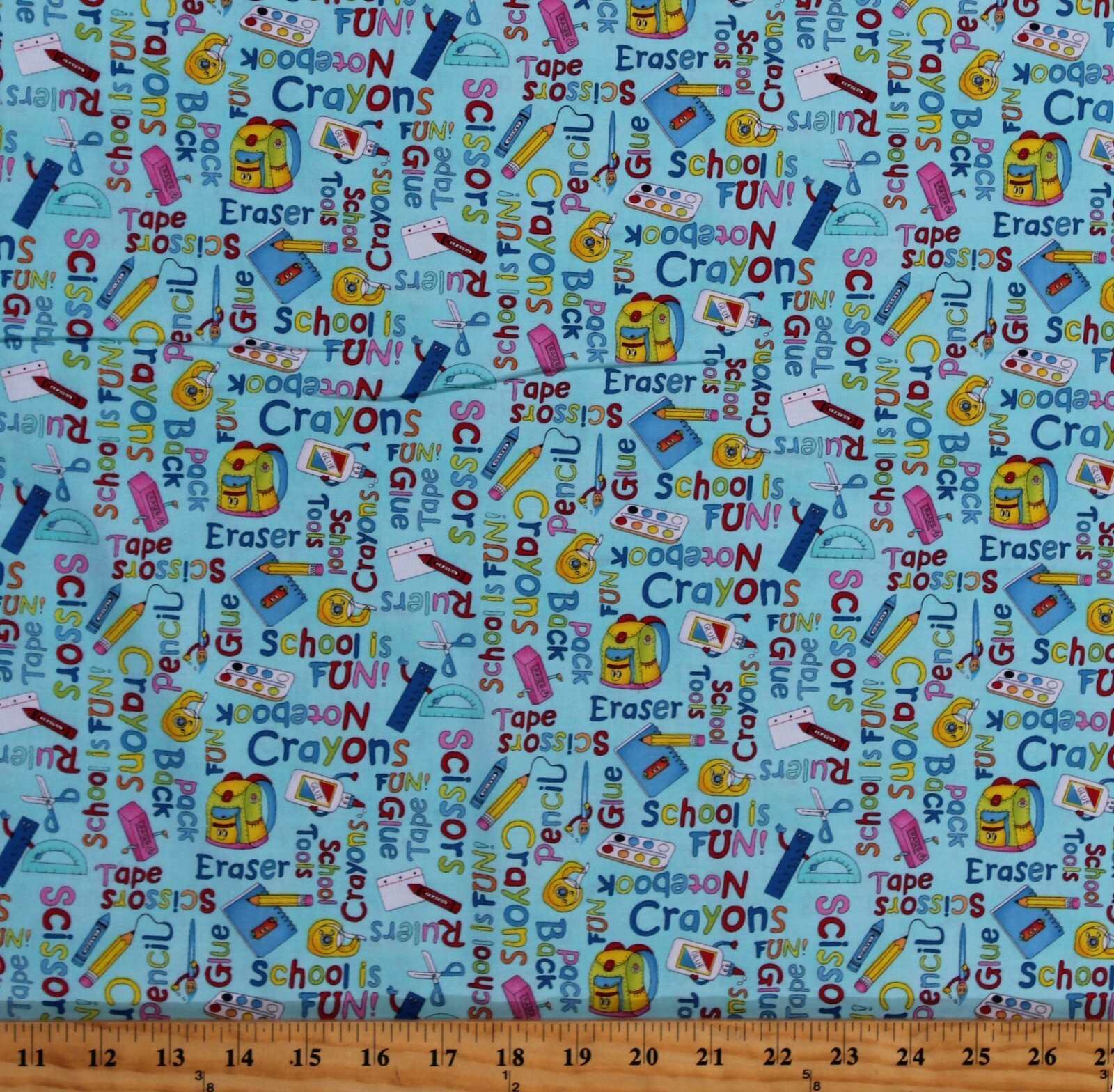 Cotton School Supplies Kids Learning It&#39;s Elementary Fabric Print BTY D7... - $12.95