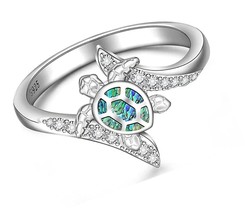 Turtle Ring Sea Turtle Abalone Shell Ocean Wave Rings for 6 - £70.14 GBP