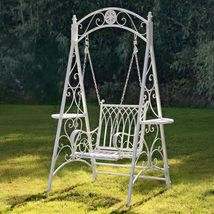 Zaer Ltd. Iron Swing Chair New York (Antique White) - £733.05 GBP