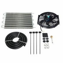 Aluminum 15-1/2&quot; Transmission Oil Cooler w/ 10&quot; Cooling Radiator Fan Kit - £47.17 GBP