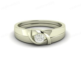 Diamond Stone 925 Sterling Silver Modern Art Deco Solitaire Women Ring Jewelry - £38.32 GBP