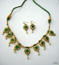 20kt Vintage Gold Jewelry Kundan Polky pendant necklace with earrings - £1,344.52 GBP