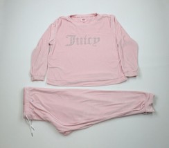 Vtg Y2K Juicy Couture Womens XL Spell Out Soft Velour 2 Piece Track Suit Pink - $197.95