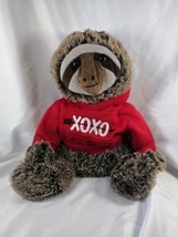 Dan Dee 18 in. Sloth Plush Stuffed Animal Red Hoodie Sweatshirt XOXO Hugs Kisses - £7.75 GBP