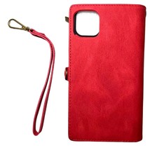 Modos Logicos Wallet Phone Case iPhone 11 Pro Max Case Wrist Strap Red Leather - £9.14 GBP