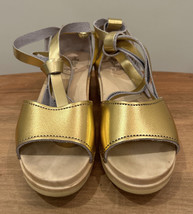 Loeffler Randall Womens  Inge Low Ankle Wrap Clogs Sandals Metallic Gold Size 37 - £55.95 GBP