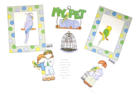 My Mind&#39;s My Pet Bird Scrapbook Die Cuts  Frames 9 Piece Set - £5.24 GBP