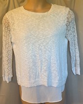 Lucky Brand Twofer Top Layered Linen Blend Ivory Sweater Womens Size M - £3.72 GBP