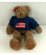 Vintage Build Bear Teddy Bear 17” Tan USA Flag Knit Sweater  - $19.88 CAD
