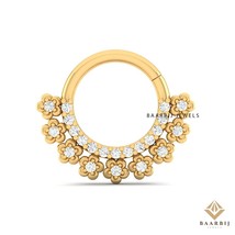 Millie Flower Daith Piercing | 14K Solid Gold Dainty Septum Clicker Nose... - $3,503.91 MXN