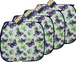 Set of 4 Same Printed Thin Cushion Chair Pads w/blue ties,BUTTERFLIES &amp;L... - £15.56 GBP