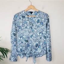 Ann Taylor | Blue White Floral Tie &amp; Button Front Shirt, size small - £13.70 GBP