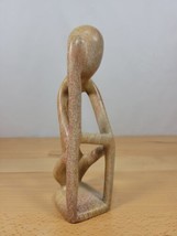 Carved Soap Stone Man Thinking Figure Sculpture Abstract Art Kenya Natural Tan - £20.03 GBP