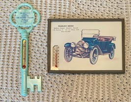 Vtg Radiator Mechanic Liquor Advertising Thermometer SLO California Key Old Car - £46.05 GBP