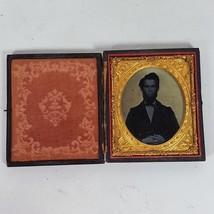 Antique 1800s US Civil War Ambrotype 3x3.5&quot; Inch Photo Picture in Frame Case - £62.84 GBP