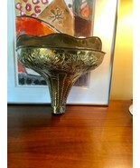 Vintage  brass Repousse wall pocket hanging planter Daisies Detailed LOV... - $59.75 CAD