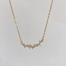 14K Gold Crystal Shards Panel Necklace - 925 Silver, gift, chain, sparkle, fine - £37.19 GBP