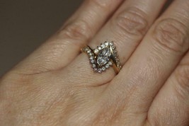 Vintage 14K Yellow Gold Engagement Ring W/ Marquise &amp; Round Diamonds Over 1.00ct - £1,836.52 GBP