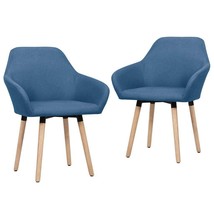 vidaXL Blue Polyester Dining Chair Set of 2 Fabric Upholstered Modern Kitchen - $268.05 CAD